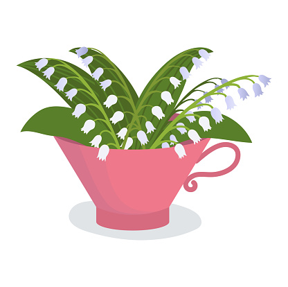 Red pot with bellflower, concept beautiful field blossom floret, wild flower jar cartoon vector illustration, isolated on white. Ecology natural organic herb green grass, home blossom.