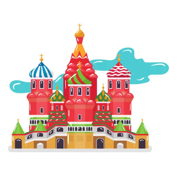 Vector illustration of Historical moscow kremlin building, world famous architectural, concept old landmark flat vector illustration, isolated on white.
