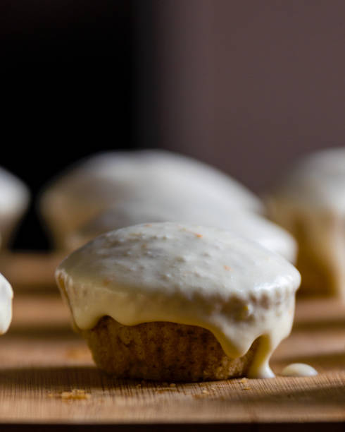 Homemade Bliss: Almond Muffins with Orange Glaze Close-Up