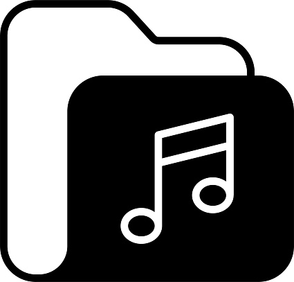 Music Folder solid glyph vector illustration