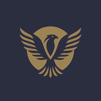 Stylized bird symbol.