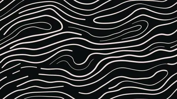 Vector illustration of Topographic map texture. Grunge brush pattern. Abstract wave pattern. Points. Vector illustration. Striped abstract wavy background. Seamless.