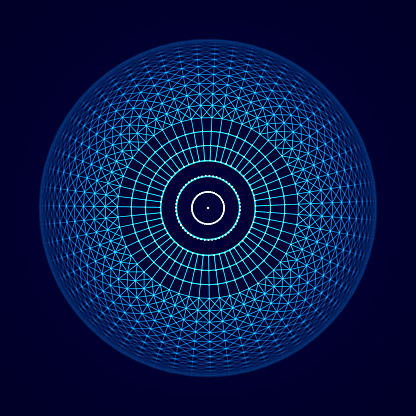 Sphere of particles and lines. Futuristic digital technology. Network or connection. Abstract background of points and lines. Big data. Science background. 3d rendering