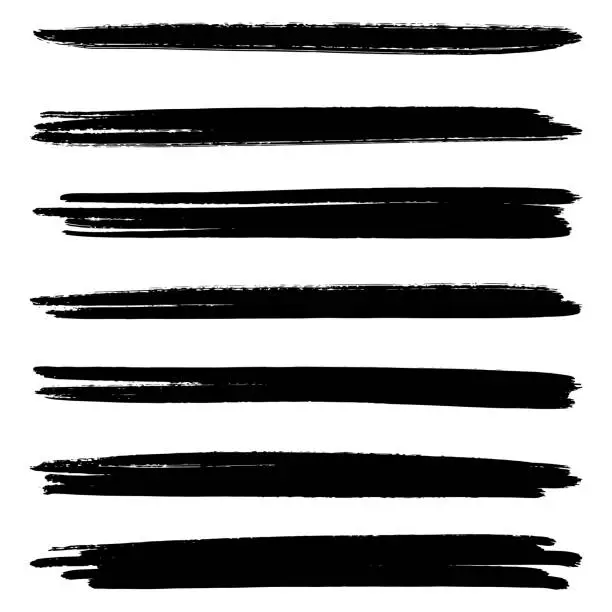 Vector illustration of Set of ink brush strokes, brushes, lines, black paint, grungy. hand drawn graphic element isolated on white background. vector illustration.