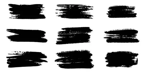 Vector illustration of Set of ink brush strokes, brushes, lines, black paint, grungy. hand drawn graphic element isolated on white background. vector illustration.