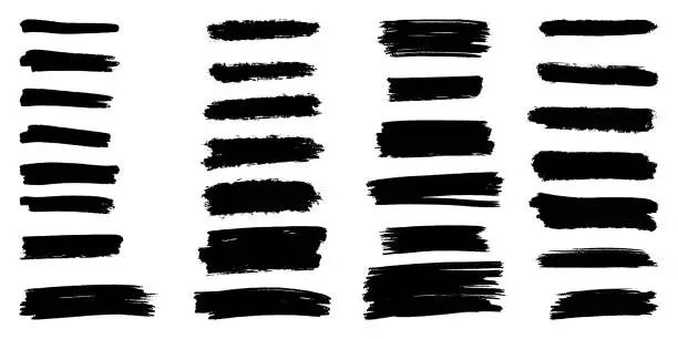 Vector illustration of Set of ink brush strokes, brushes, lines, black paint, grungy. hand drawn graphic element isolated on white background. vector illustration.