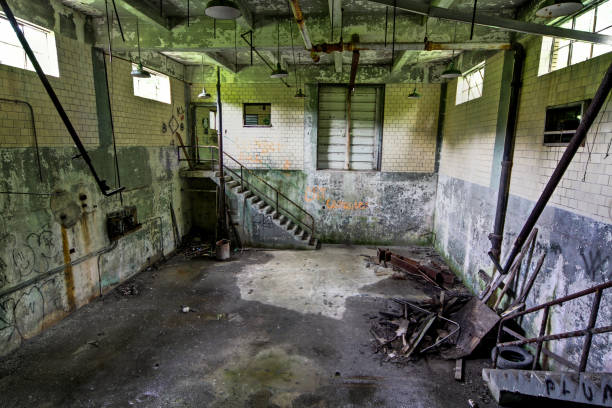istock Abandoned Lima Hospital Interior with Graffiti and Decaying Staircase 1939722832