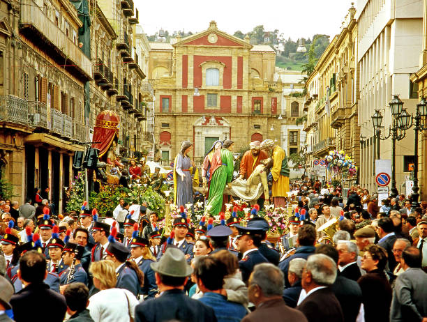 Unidentified participants in religious procession \