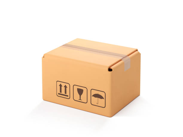 istock 3D cardboard closed box isolated on white background. Render delivery cargo box. Cartoon style cardboard box or delivery package. 3d realistic vector 1939732569