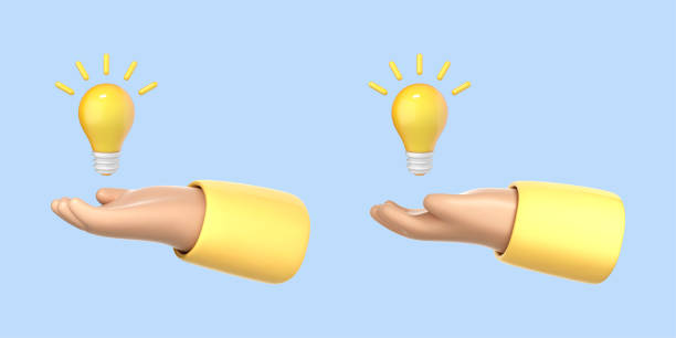 istock 3D cartoon hand holding a light bulb isolated on blue background. Thinking, good idea and business success creative concept. Vector 3d illustration 1939735853