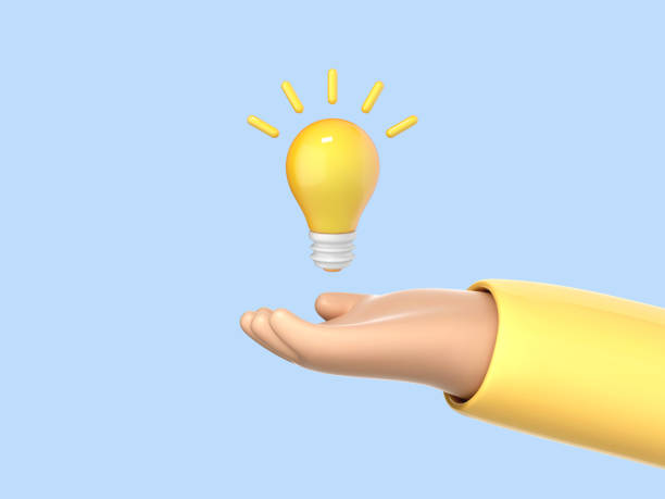 istock 3D cartoon hand holding a light bulb isolated on blue background. Thinking, good idea and business success creative concept. Vector 3d illustration 1939735863