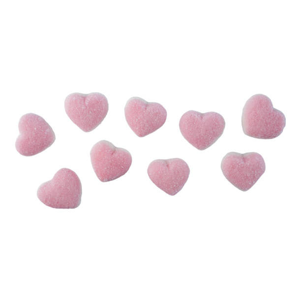 istock Heart shaped sugar coated gummy candy isolated on white background 1939736392