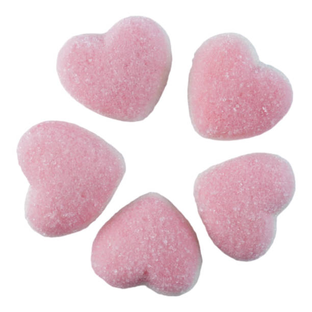 istock Heart shaped sugar coated gummy candy isolated on white background 1939736408