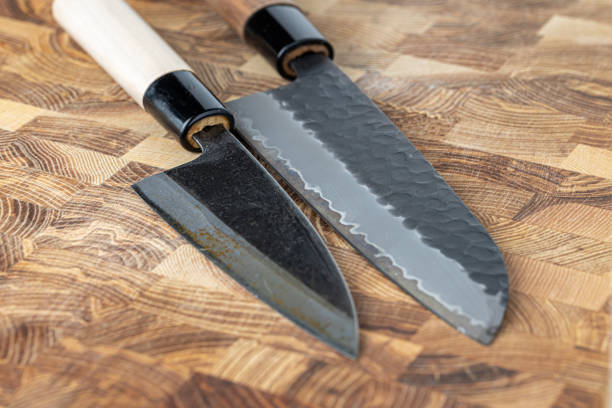 istock Japanese premium knives released.Damascus steel pattern.Background with a pattern of Damascus steel. 1939742762