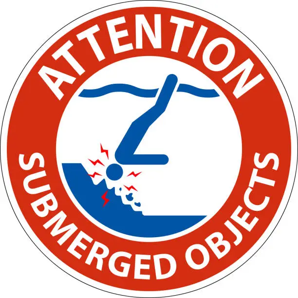 Vector illustration of Water Safety Sign Attention - Submerged Objects