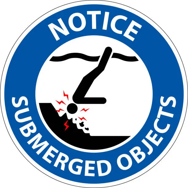 Vector illustration of Water Safety Sign Notice - Submerged Objects