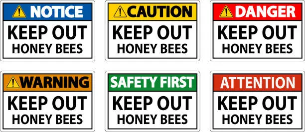 Vector illustration of Caution Sign Keep Out - Honey Bees