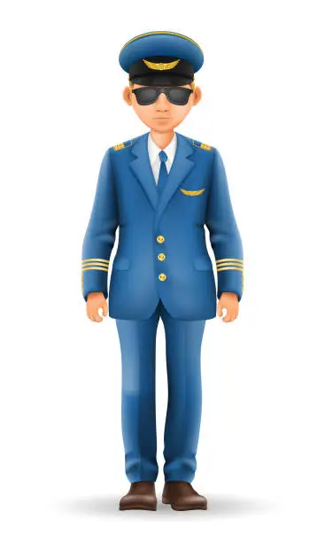 Vector illustration of pilot uniform suit work clothes vector illustration