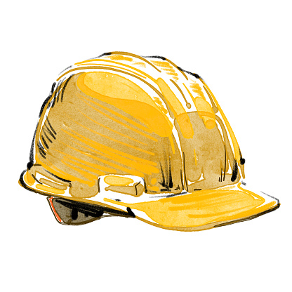 This is a digital sketch of a yellow hard hat