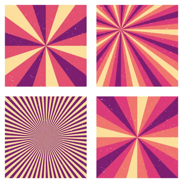 Vector illustration of Appealing vintage backgrounds. Abstract sunburst covers with radial rays. Beautiful vector illustration.