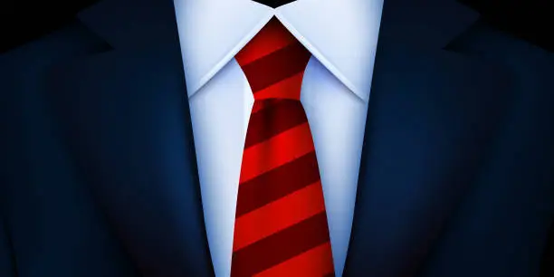 Vector illustration of Close up of classic male tuxedo and tie.