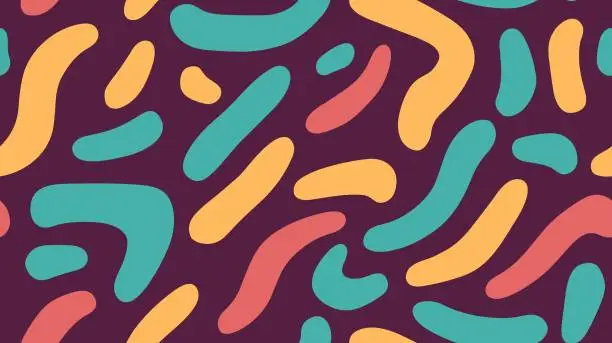 Vector illustration of Pattern with wavy lines. Uniqe background. Seamless. A colorful background with a pattern of shapes and colors. Vector illustration. Fun colorful seamless line pattern.