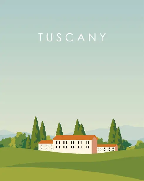 Vector illustration of Tuscany, Italy, poster design, postcard