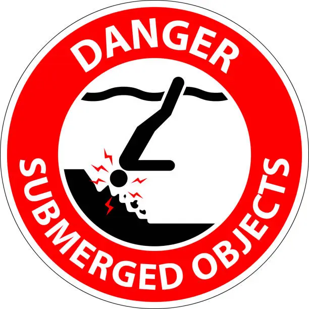 Vector illustration of Water Safety Sign Danger - Submerged Objects