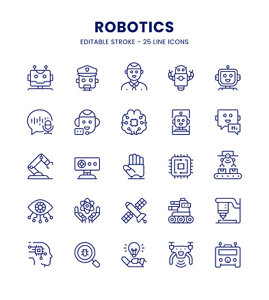 Robotics Editable Stroke Line Icon Set