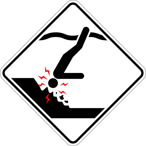 Vector illustration of Water Safety Sign Warning - Submerged Objects