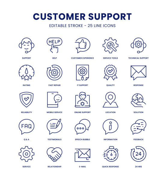 ilustrações de stock, clip art, desenhos animados e ícones de customer support icon set - atendimento