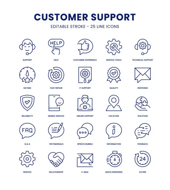 Vector illustration of Customer Support Icon Set