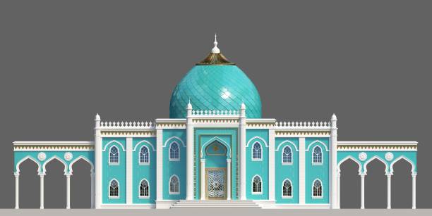 восточное здание дворца с фасадом в мавританском стиле - taj mahal mahal door temple стоковые фото и изображения