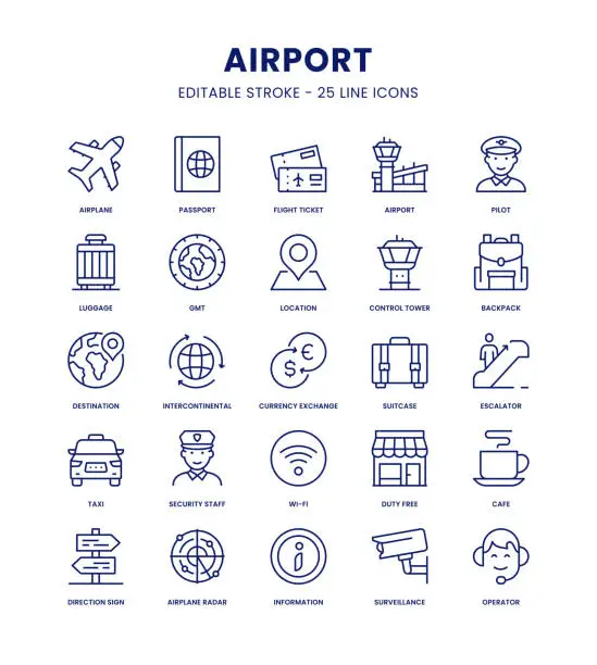 Vector illustration of Airport Icon Set