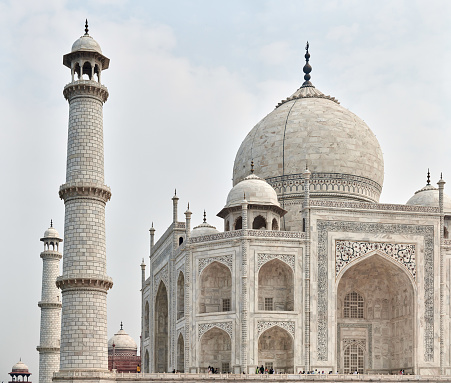 Taj Mahal,Agra,India-December 10 2023 : Taj Mahal in the beautiful morning sunrise ,Taj Mahal is the jewel of Muslims art in India and one of the universally admired masterpieces of the world's Heritage