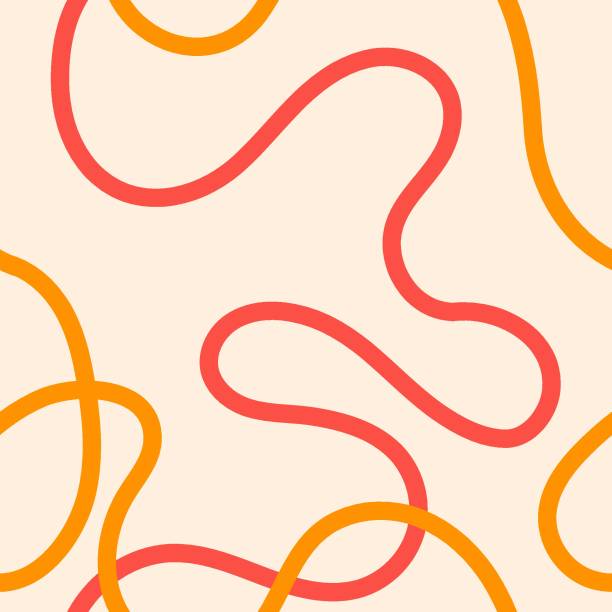 naive seamless squiggle pattern with bright pink and purple wavy lines on a light background. creative abstract squiggle style drawing background. - horyzontalny stock illustrations