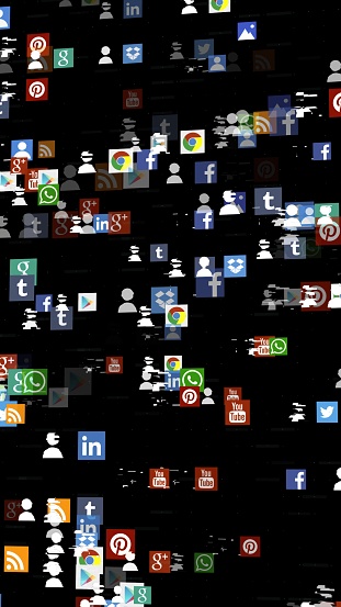 social media icons floating
