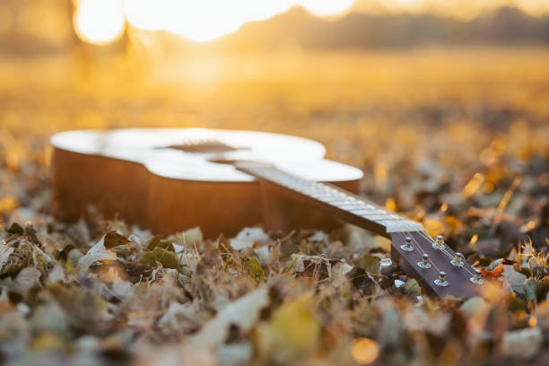 istock Guitar on the ground in autumn foliage 1939931790