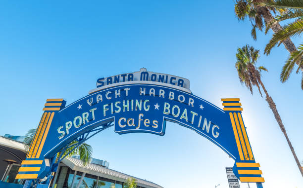 Welcoming arch on a sunny day in Santa Monica. California, USA