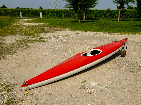 Lifeguard's surfboard on the beach