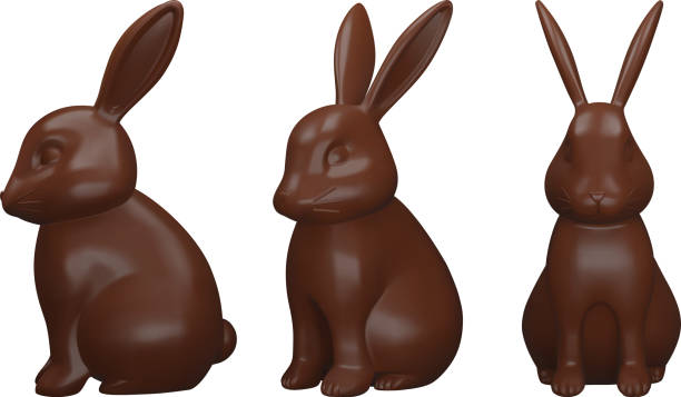 chocolate easter bunny. isolated 3d chocolate rabbit chocolate easter bunny. isolated 3d chocolate rabbit vector chocolate bunny stock illustrations