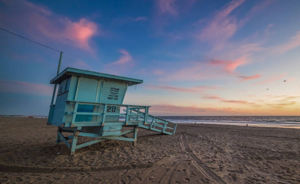 istock lifeguard tower in Santa Monica at sunset 1939982157