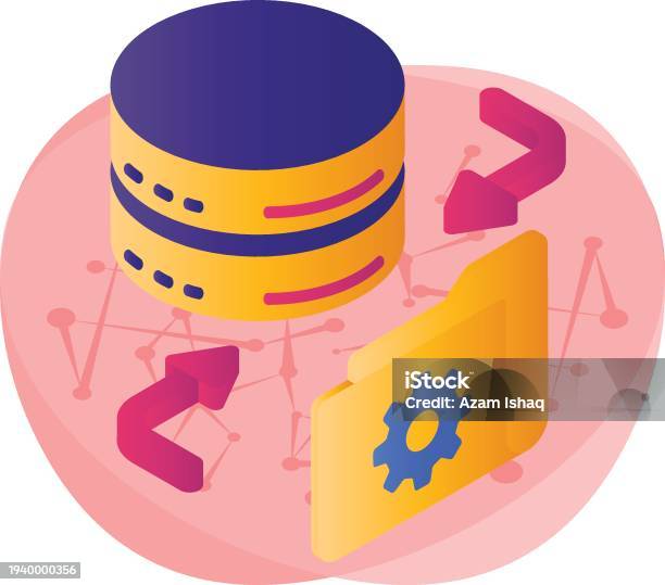 Cache Database. Icons Database Ke Filesystem Konsep Isometrik Cache Terdistribusi Desain Ikon ...