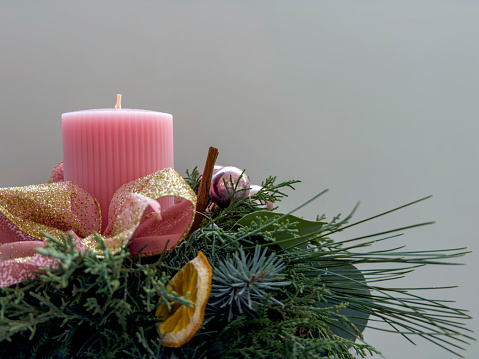 Pink candle table centrepiece decoration