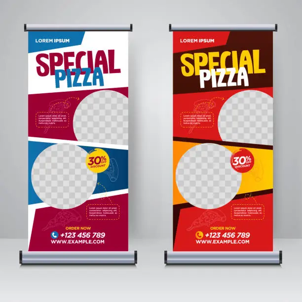 Vector illustration of Food and Restaurant roll up banner design template