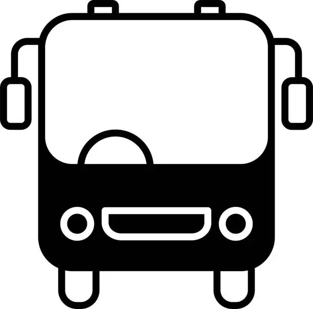 Vector illustration of School bus solid glyph vector illustration