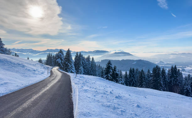 tranquil snowy winter landscape in the Bregenz forest Mountains, Vorarlberg, Austria