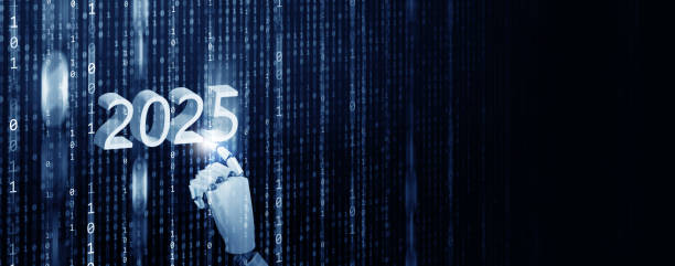 istock Happy new year 2025. Artificial intelligence, Ai, Robotic hand tapping on the year 2025 to start and welcome the coming year of technology era.. 1940073508