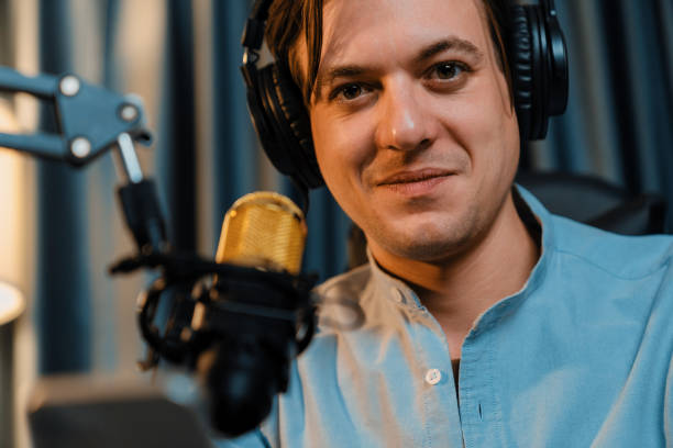 istock Smart broadcaster creating facial portrait on live social media. Pecuniary. 1940091699