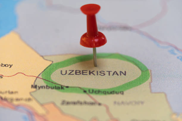 istock map with a pin in Uzbekistan, destination, uzbekistan map 1940091861